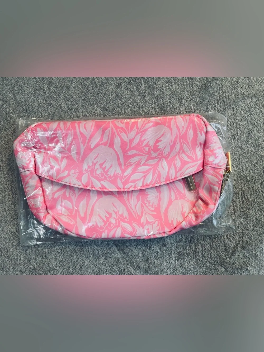 Lilly Pulitzer Pink and White Floral Cosmetic Bag
